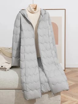 Schinteon Women's Lightweight 90% White Duck down Long Jacket with Hood Fashion Autumn Winter High Qaulity Slim Outwear 2026