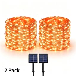 7M/12M/17M/22M Halloween Solar String Lights Outdoor Orange LED Copper Wire Fairy Lights 8 Modes IP65 Waterproof Party Decor