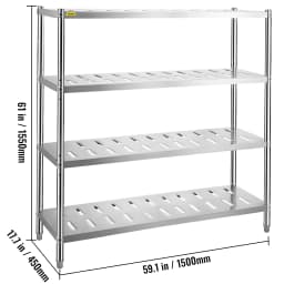 SucceBuy 4/5 Tier Storage Shelf Storage Shelving Unit Stainless Steel Garage Shelf with Adjustable Height and Vent Holes