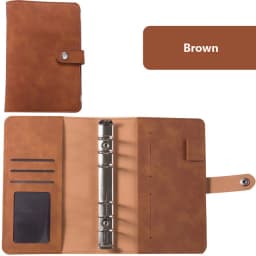 2024 New PU Leather Notebook A6 Binder DIY Planner Organizer 8 Zipper Pockets 12Pcs Budget Sheet 2Pcs French Alphabet Stickers