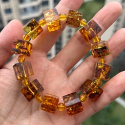 Yoowei 100% Real Amber Bracelet for Unisex Genuine Black Bead Irregular Natural Plant Medical Healing Jewelry Gift Wholesale