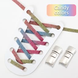 Rainbow Elastic Laces Sneakers Flats Cross buckle No Tie Shoelaces Adults Kids Fashion Glitter Rubber Shoelace Shoe Accessories