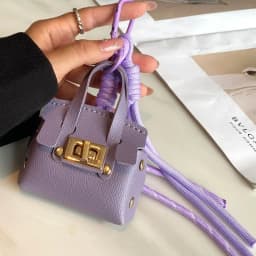 Mini Coin Purse Bag Pendant Cute Square Handbag Earphone PU Leather Creative Car Key Chain Pendant Decoration Multi-functional