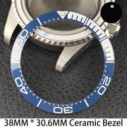 Sloping 38mm * 30.6mm Ceramic/Aluminum Bezel GMT and Diving Watch Insert Fits for 40mm Men's Watch Case Bezel Replacement Insert