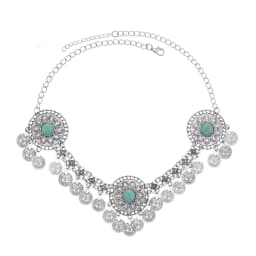 Afghan Vintage Alloy Coin Tassel Turquoise Head Chains for Women Bohemian Boho Tribal Gypsy Statement Hairband Ethnic Jewelry