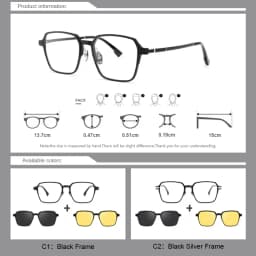 CLLOIO 3 In 1 Magnet Clip On Myopia Glasses Men Women Anti Blue Ray Prescription Polarized Sunglasses Hyperopia Reading Glasses