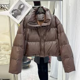 Winter Pu Leather Down Cotton Jacket Women Short Parkas 2025 New Cotton-Padded Jacket Women Warm Thick Cotton Coat Women Outwear