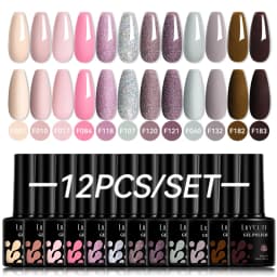 LILYCUTE 12PCs 7ml Nude Brown Red Nail Gel Polish Set Semi Permanent UV Gel For Nail Art Manicure Soak Off Gel Nail Polish Kit