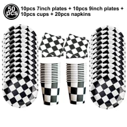 Racing Car Theme Party Decoration Checkered Paper Cups Cake Toppers For Race Theme Party Decor Car Theme Birthday Party Supplies
