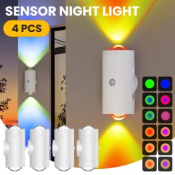 LED Motion Sensor Night Light Indoor,1500mAh Up/Down Lighting Design, Rechargeable Magnetic Wireless Wall Sconces for Bedroom