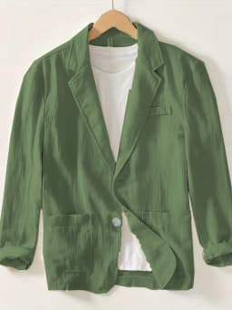 man's Coat 2026 New Casual Suit single-layer Jacket Solid Color Cotton Linen Solid Color Button Pocket Long Sleeve Clothing