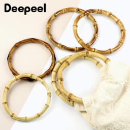 1/2Pcs Deepeel 7-18cm Round Bamboo Handles Handbag Purse Frame Closure Woven Bag Handle DIY Handmade Replacement Accessories