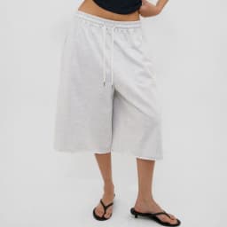 Y2K Grunge Baggy Capri Pants Women Drawstring Wide Leg Sweatpants Vintage Raw Hem 3/4 Cropped Joggers Trousers Loungewear