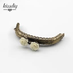 KISSDIY 10pcs 8.5CM Rose Head Pattern Purse Frame Antique Bronze Arc Shape Bag Kiss Clasp Lace Metal DIY Bag Accessories