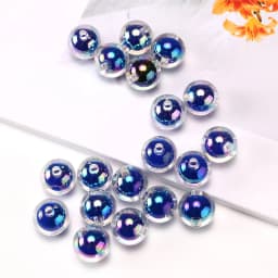 16MM 10 Pieces/Bag Style Random Acrylic Plated Colored Beads, Round Inner Color DIY Straight Hole Handmade Bracelet, Beaded Loos