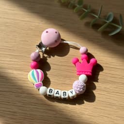 Personalized Baby Pacifier Clip Custom Name Silicone Crown Beads Heart Wooden Holder Handmade Teether Chain BPA Free Gift