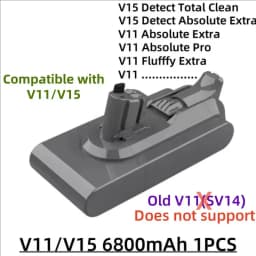 100% New Compatible with For Dyson V10 V8 V11 V15 V7 Series SV07 SV09 SV10 DC62 Vacuum Cleaner Rechargeable Battery