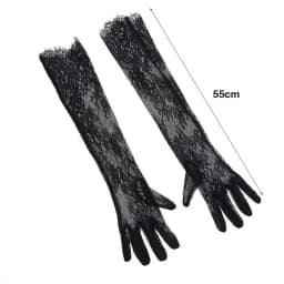 1 Pair Long Length Lace Gloves Thin Material Hollow Out Wedding Gloves Floral Pattern Transparent Opera Gloves Bridal Wedding