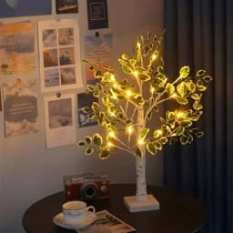 1PC Led Tree Light Indoor Simulation Green Leaves White Birch Tree Home Decoration Lights Christmas Party Popular Luminous Tree