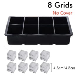 Ice Cube Tray Silicone Ice Mold Large Ice Cube Mold Square Ice Cube Maker Ice Cube Tray 4/6/8 Grid for Whiskey Cocktail Ice Mold