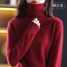 Autumn and winter women's high neck pullover 100% pure mink cashmere sweater knitted soft fashion warm women's clothing