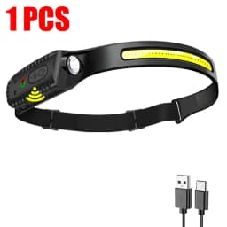 LED COB Induction Headlamp USB Rechargeable Lamp with Built-in Battery 5 Lighting Modes Headlight for Outdoor Camping Fishing