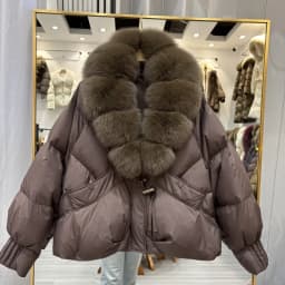 OFTBUY Women's Winter Down Jacket Big Natural Fur Collar Duck Down Jacket Women Short Thick Loose Coat with Fur for Female