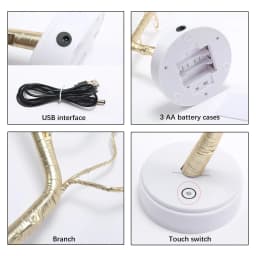 LED Tree Lights Artificial Decorative Fairy Light Battery Operated Tabletop Bonsai Lamp for Party Holiday Camping Summer Decor