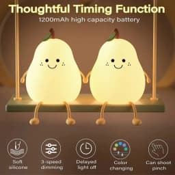 Creative Cute LED Pear Night Light USB Rechargeable Dimming Touch Silicone Table Lamp Bedroom Decoration Couple Gift Boby Light