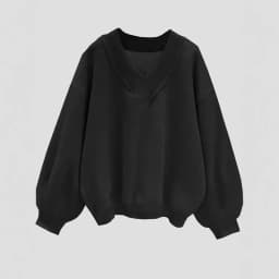 Women Fall V Neck Sweatshirt Loose Fit Long Sleeve Pullover Top Casual Solid Color Oversized Streetwear for Autumn Daily Wear