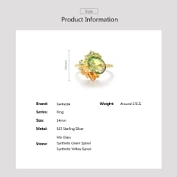 SANTUZZA Real 925 Sterling Silver Ring For Women Sparkling Synthetic Green Spinel Gorgeous Wedding Party Gifts Fine Jewelry