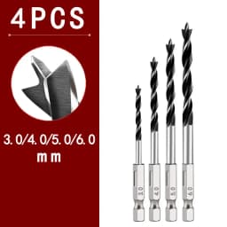 3/5/7PCS 3/4/5/6/7/8/10mm 1/4 Hexagonal Handle Three Pointed Woodworking Drill Bit Set Woodworking Hole Reaming Power Tool