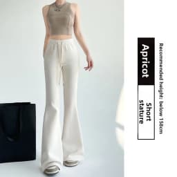 Gray High Waist Bell Bottom Pants Women's Summer Casual Sports Sweatpants Small Size Slimming  Hoof Pants