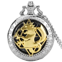 High Quality Full Metal Alchemist Silver Watch Pendant Men's Quartz Pocket Watches Japan Anime Necklace Gift Reloj De Bolsillo