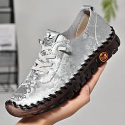 New Unique Oxford Shoes 43 44 Women's Split Leather Loafers Woman Orthopedic Moccasins Mother Designer Laced Daily Walking Flats