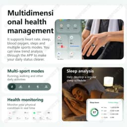 AI Recording Translation Smart Ring Heart Rate Blood Oxygen Sleep Monitor Touch Voice Recorder Sports Waterproof Smartring R12