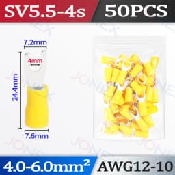 50PCS Fork Crimp Terminals Electrical Wire Connectors M4/M5/M6 U Type Insulated Spade Lugs For Quick Splicing Cables Connection