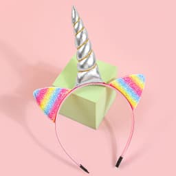 Glitter Cat Ears Headbands Birthday Party Decor Rainbow Cat Ears Hairband Unicorn Headband Kids Children Party Favor Headwear