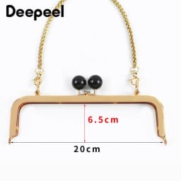 1/2Pcs 20cm Metal Pearl Head Handle Embossed Bag Kiss Clasp Handbag Frame Lock Buckle Purse Replace Handles DIY Accessories
