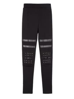 EAM High Elastic Waist Black Brief Long Rivet With Fleece Casual Pants New Trousers Women Fashion Autumn 2026 1DH7172