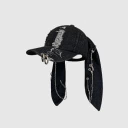 Rabbit Eared Cowboy Ripped Baseball Cap Dark Punk Hottie Photos Peaked Cap