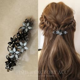 Elegant Floral Hair Clip Alloy Spring Clasp with Rhinestones Minimalist Ponytail Holder for Back Head Women Hairpin