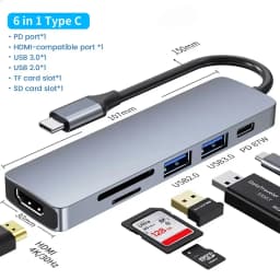 5 in 1 USB C Hub to 4K HDMI-compatible USB 3.0 2.0 Type C Charging RJ45 100M Splitter USB 3.0 5Gbps High Speed USB C HUB Adapter