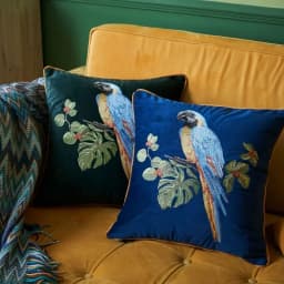 American Decorative Pillowcase Animal Parrot Leopard Embroidered Pillow Case Ornamental Pillows Blue Green Velvet Pillow Cover