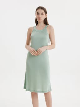 SuyaDream Women Solid Dresses Knitted Real Silk Halterneck Off Shoulder Mid Dress 2026 Spring Summer Elegant Clothes Green White