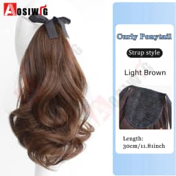 AOSI Synthetic Short Wave Ponytail Hair Extensions Drawstring Tied to Hair Tail Clip in Hair Extensions for Women Daily Wear