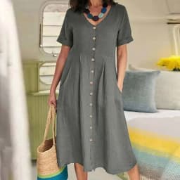 Women New Loose Boho Button Pockets Vintage Ruffles Befree Summer Elegant Party Dress Summer Party Maxi Dresses