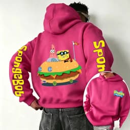 Burger SpongeBob SquarePants and Patrick Star Cartoon Anime 2026 Spring and Autumn Men's and Women's Fashion Sports Hoodies