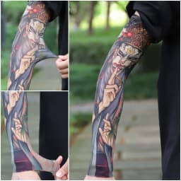 Ultra thin seamle Tattoo Flower Arm For Men Women Cool Travel Cycling Elastic Scratch Resistant Sunscreen Arm Sleeves Accessorie