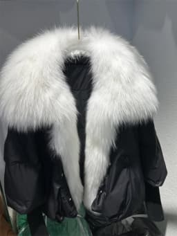 OFTBUY New Duck Down Jacket Winter Coat Women Super Large Real Silver Fox Fur Collar Jacket Knit Sleeve Fashion Luxury Outerwear
